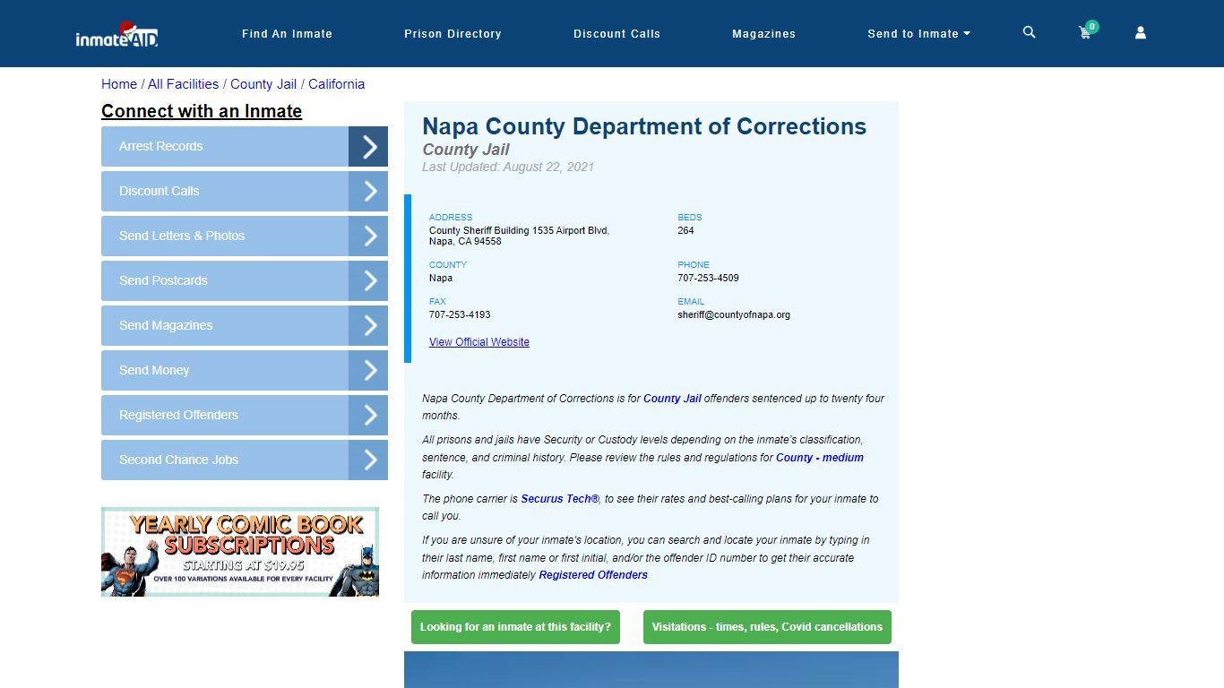 Napa County Department of Corrections - Inmate Locator - Napa, CA